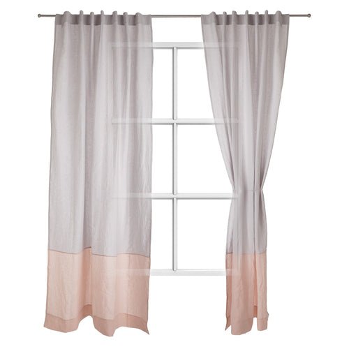 Cataya curtain, light grey & light pink, 100% linen