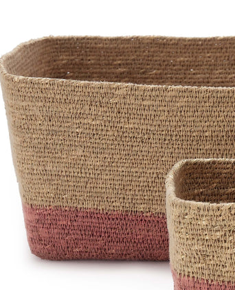 Kangto storage, natural & pink, 100% seagrass