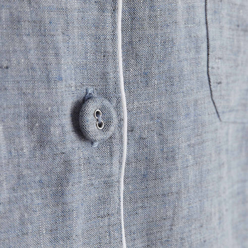 Casaal Pyjama Shirt dark grey blue & white, 100% linen & 100% cotton | URBANARA nightwear