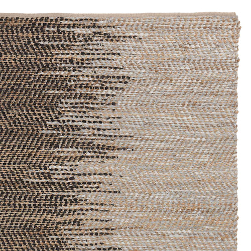 Daugai rug, white & black & natural, 60% jute & 30% leather & 10% cotton