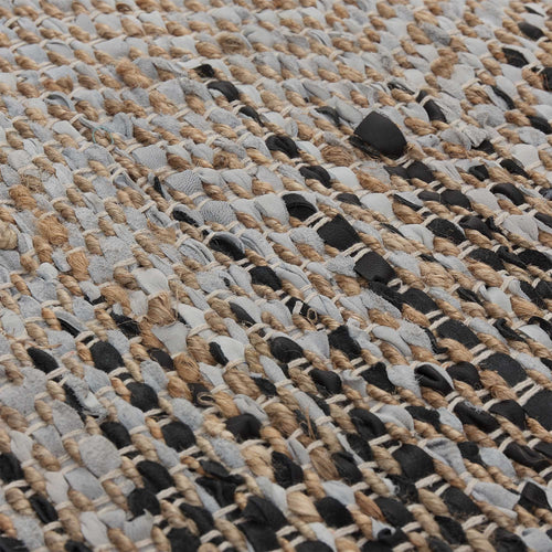 Daugai rug, white & black & natural, 60% jute & 30% leather & 10% cotton |High quality homewares
