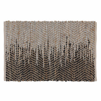 Daugai doormat, white & black & natural, 60% jute & 30% leather & 10% cotton