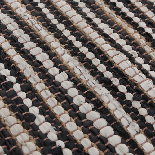 Metz Runner black & white & natural, 20% jute & 20% leather & 60% cotton | URBANARA runners