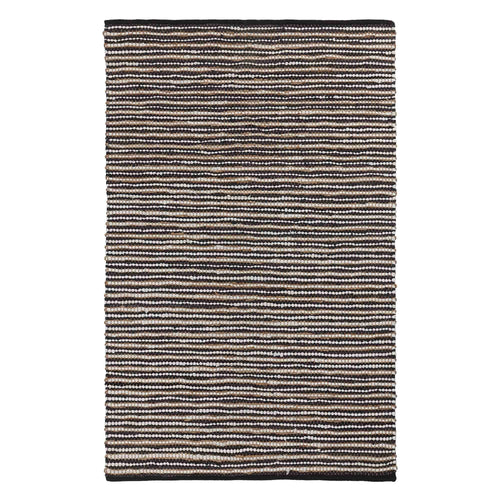 Metz Rug black & white & natural, 20% jute & 20% leather & 60% cotton | URBANARA jute rugs