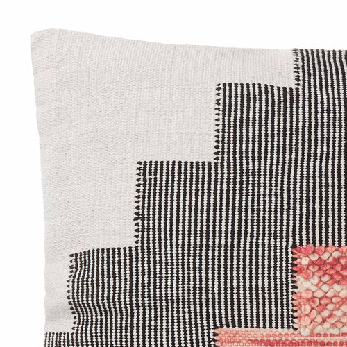 Bahadri cushion cover, natural white & black & papaya, 30% wool & 70% cotton | URBANARA cushion covers