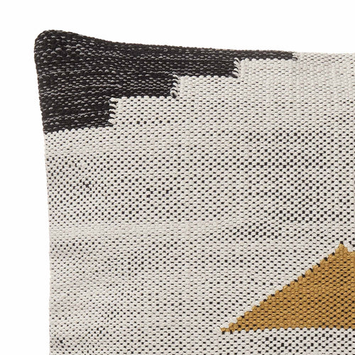 Raipuri cushion cover, natural white & mustard & black, 100% cotton | URBANARA cushion covers