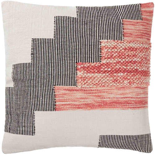 Bahadri cushion cover, natural white & black & papaya, 30% wool & 70% cotton