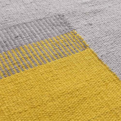 Indari runner, grey & ice blue & bright mustard, 100% pet | URBANARA outdoor accessories