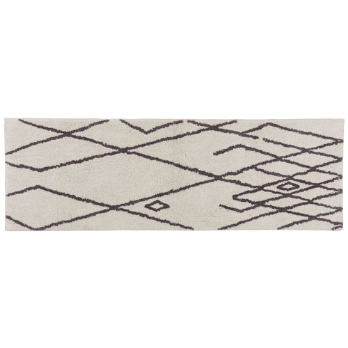 Zerdali bath mat, natural white & dark grey, 100% cotton | URBANARA bath mats