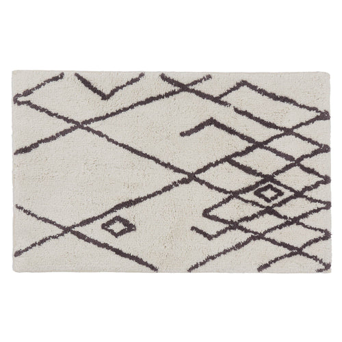 Zerdali bath mat, natural white & dark grey, 100% cotton
