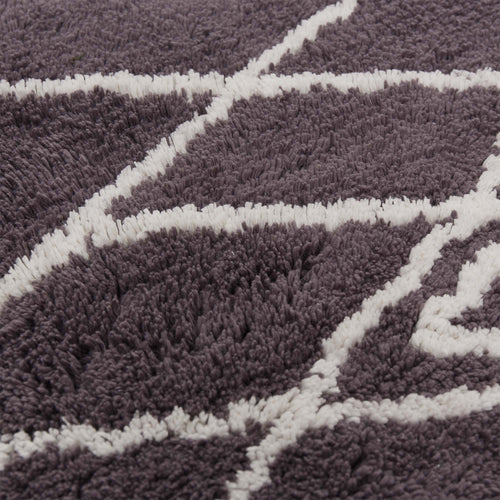 Zerdali bath mat, dark grey & natural white, 100% cotton | URBANARA bath mats