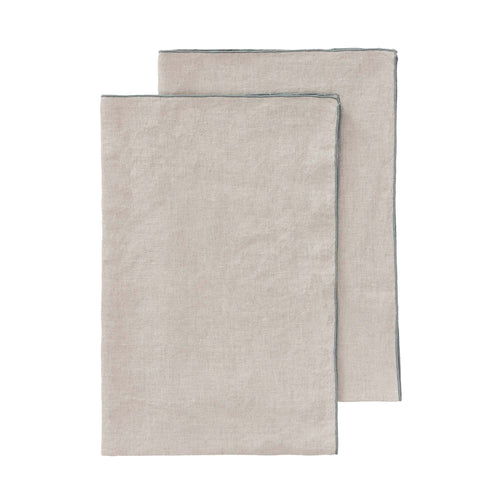 Alvalade tea towel, natural & green grey, 100% linen
