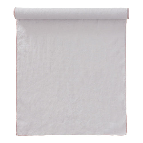 Alvalade table cloth, light grey & powder pink, 100% linen | URBANARA tablecloths