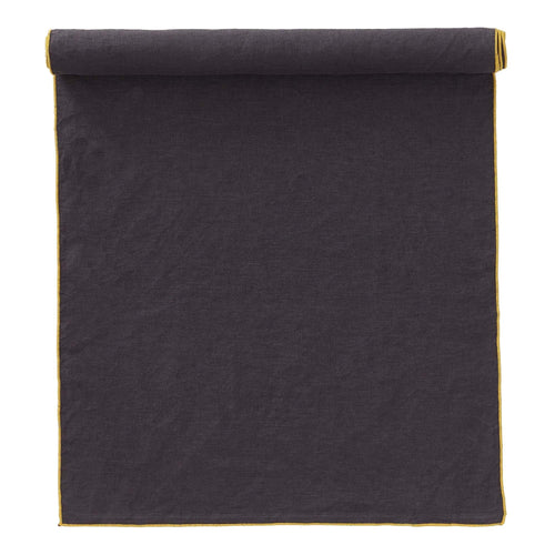 Alvalade table cloth, dark grey & bright mustard, 100% linen | URBANARA tablecloths