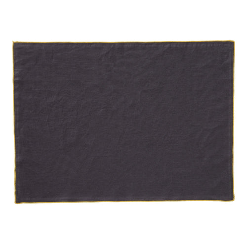 Alvalade table cloth, dark grey & bright mustard, 100% linen |High quality homewares