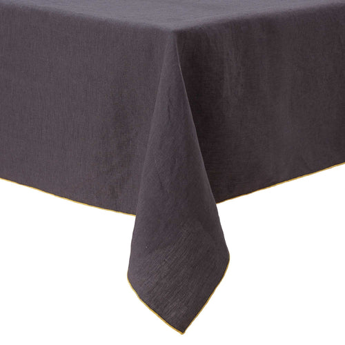 Alvalade table cloth, dark grey & bright mustard, 100% linen
