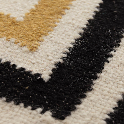 Caen runner, black & bright mustard & natural white, 90% wool & 10% cotton | URBANARA runners
