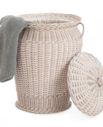 Java laundry basket, chalk white, 100% rattan