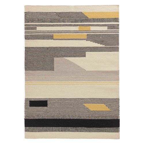 Black & Bright mustard & Natural white Kovalam Teppich | Home & Living inspiration | URBANARA