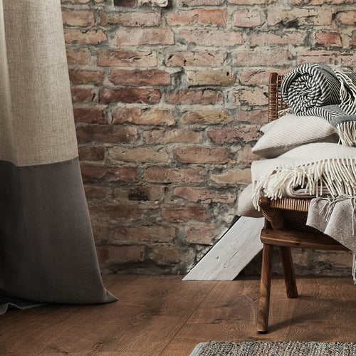 Saveli Curtain natural & grey, 100% linen & 100% cotton | High quality homewares