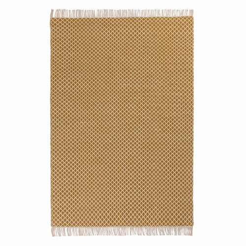 Loni rug, bright mustard & off-white, 100% wool |High quality homewares