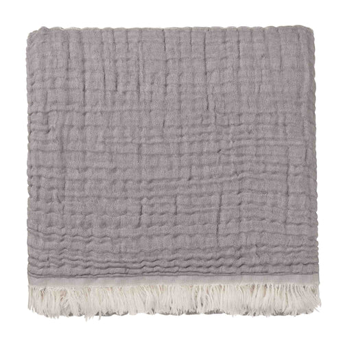 Couco Cotton Blanket light grey & grey, 100% cotton | URBANARA cotton blankets