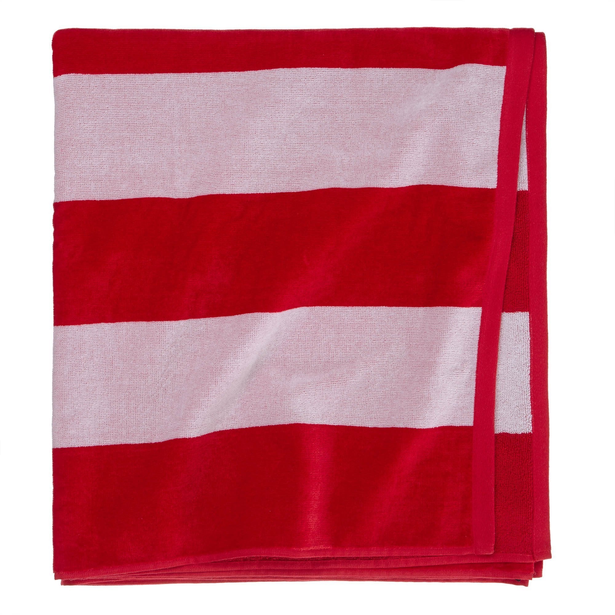 Red and white shop beach towels