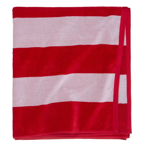 Serena beach towel, red & white, 100% cotton | URBANARA beach towels