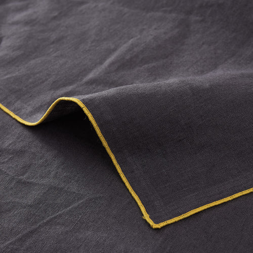 Alvalade Napkin Set dark grey & bright mustard, 100% linen | High quality homewares