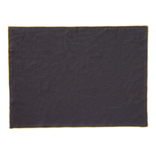 Alvalade Place Mat Set dark grey & bright mustard, 100% linen