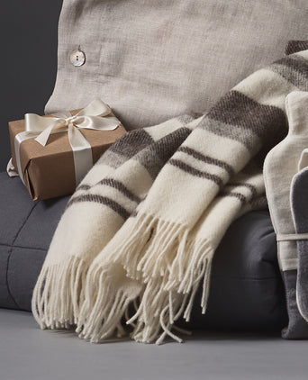 Kampai Wool Blanket cream & grey, 100% new wool
