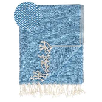 Cesme Hammam Towel light blue & white, 100% cotton