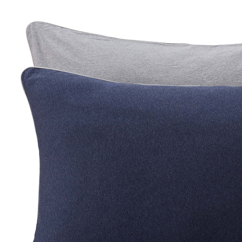 Coria pillowcase, darkblue melange & grey melange & grey, 100% cotton | URBANARA jersey bedding
