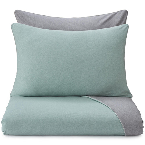 Coria pillowcase, light grey green melange & grey melange & grey, 100% cotton