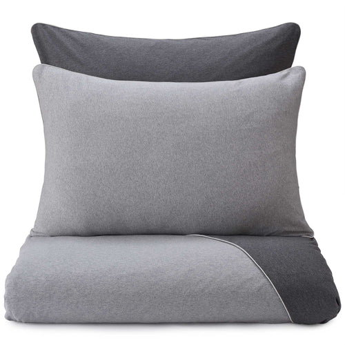 Coria pillowcase, light grey melange & charcoal melange & grey, 100% cotton