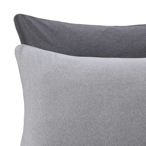 Coria pillowcase, light grey melange & charcoal melange & grey, 100% cotton | URBANARA jersey bedding