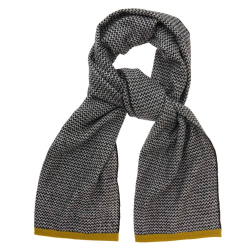 Foligno Cashmere Scarf black & cream & ochre, 100% cashmere wool | URBANARA hats & scarves