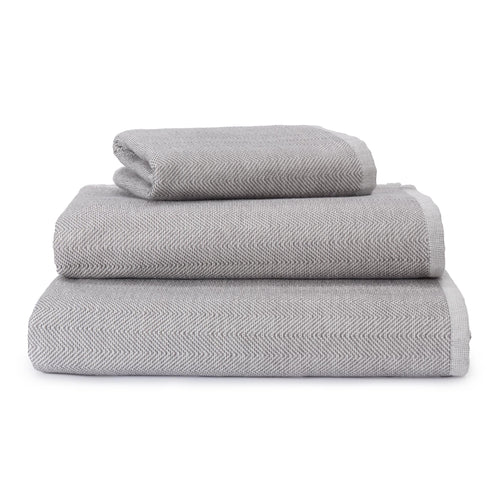 Ilhavo Towel charcoal & natural white, 100% organic cotton
