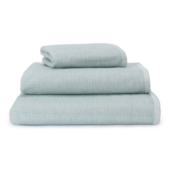 Ilhavo Beach Towel green grey & natural white, 100% organic cotton