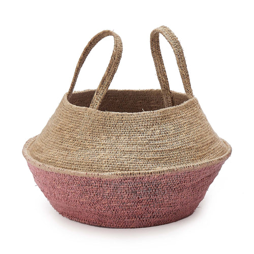 Kangto storage, natural & pink, 100% seagrass