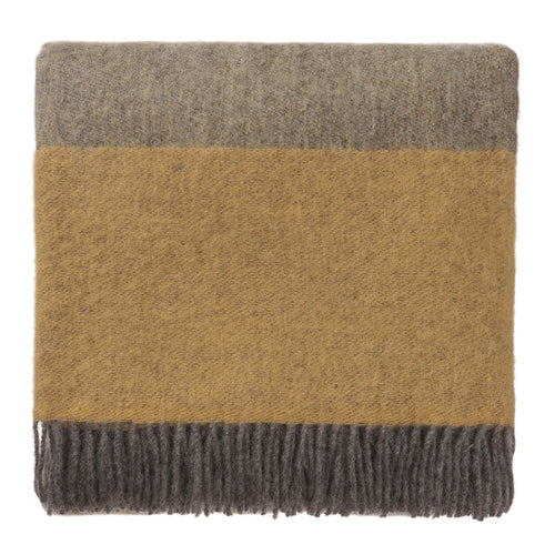 Karby Wool Blanket mustard & grey, 100% new wool