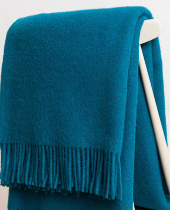 Miramar Wool Blanket teal, 100% lambswool