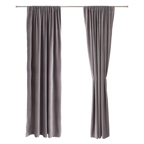 Samana Velvet Curtain grey, 100% cotton | URBANARA curtains