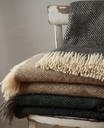 Gotland Dia Wool Blanket light brown & cream, 100% new wool
