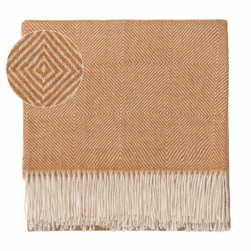 Alanga blanket, mustard & off-white, 100% baby alpaca wool