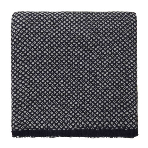 Alashan blanket, midnight blue & cream, 100% cashmere wool