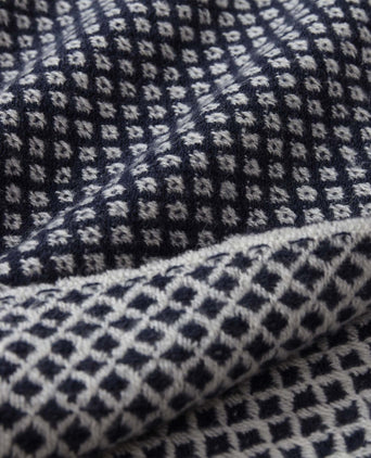 Alashan blanket, midnight blue & cream, 100% cashmere wool