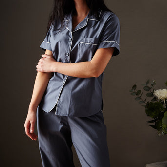 Dark grey blue & White Alva Pyjama | Home & Living inspiration | URBANARA