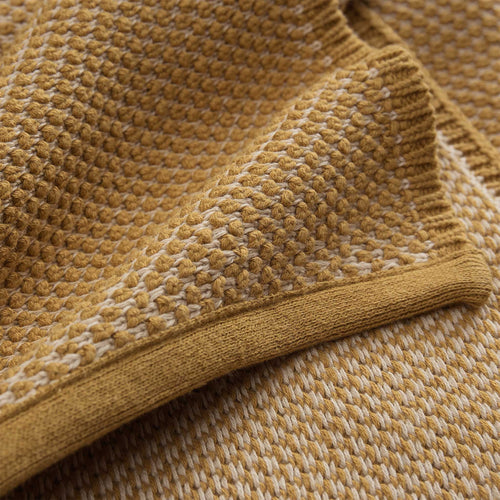 Alvor Blanket mustard & off-white, 100% cotton | URBANARA cotton blankets