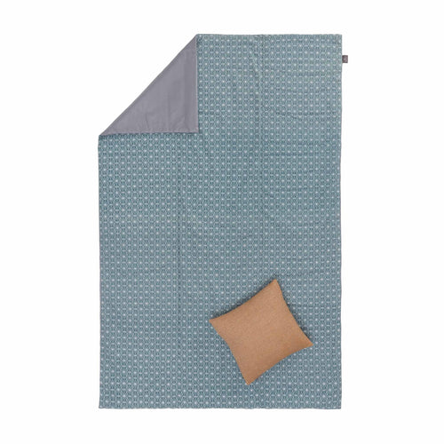 Ankisa Picnic Blanket green grey & natural white & pigeon blue, 100% cotton & 100% polyester | URBANARA picnic blankets